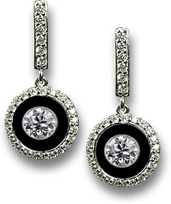 Moderne Art-Deco-Ohrringe mit Onyx und Diamant