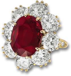 Richard Burton Rubin- und Diamantring