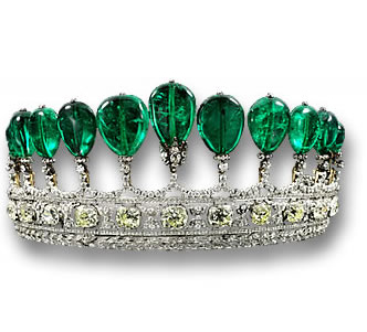 Die Prinzessin Katharina Henckel von Donnersmarck Tiara mit Smaragden und Diamanten
