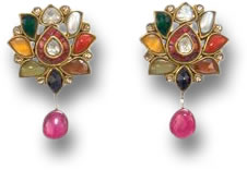 Navaratna Neun Edelsteine Goldohrringe