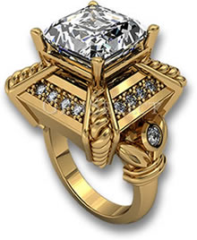 Verlobungsring aus Gelbgold mit weißem Edelstein