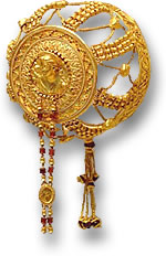 Altgriechisches Gold & Granat Haarnetz
