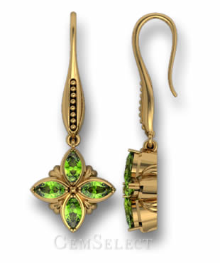 Peridot-Ohrringe mit Lünette