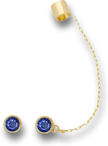 Set aus blauem Saphir und Gold mit Ohrstecker, Manschette und Kette