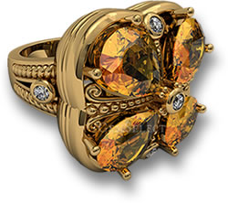 Citrin-Ring mit Blumenmuster