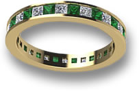 Eternity-Ring mit Smaragd und weißem Saphir