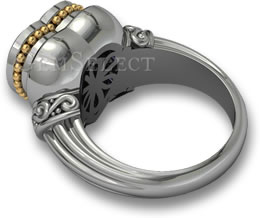 GemSelect Silberring mit Rhodinierung und Golddetails