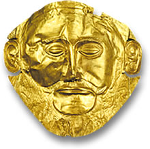 Goldene mykenische Begräbnismaske