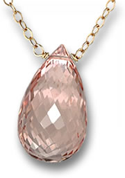 Goldene Halskette mit Morganit-Briolette-Anhänger