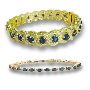 Armbänder aus Gold, blauem Saphir und Diamanten