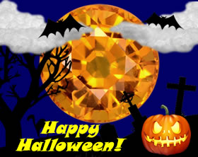 Halloween-Szene mit orangefarbenem Saphir