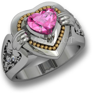 Zweifarbiger rosa Saphirring von GemSelect - Großes Bild