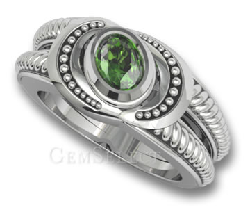 Rhodinierter Tsavorit-Granat-Ring