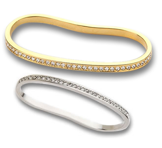 Silberne Handballenmanschette mit Channel-Set White Gems