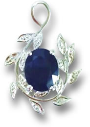 Halskettenanhänger aus Silber, Diamanten und Saphiren
