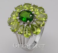 Chromgrüner Diopsid-Ring Green Chrome Diopside Ring