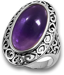 Silberner filigraner Amethyst-Cabochon-Ring