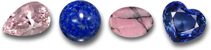 Kunzit-, Lapis-, Rhodonit- und Saphir-Liebessteine