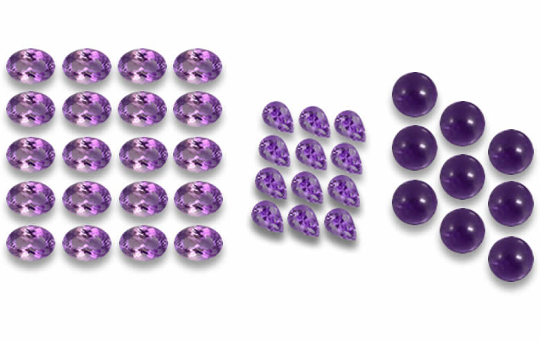 Amethyst Parcels: Natural, Faceted and Cabochon Gem Lots, Bulk Amethyst Lots Wholesale