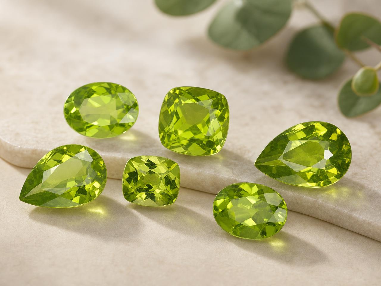 Lose grüne Peridot-Edelsteine für Schmuckstücke mit Geburtsstein für August