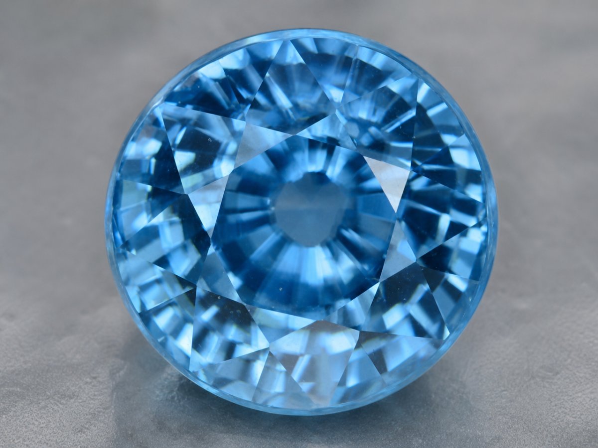 Nahaufnahme von natürlichen blauen Zirkon-Edelsteinen