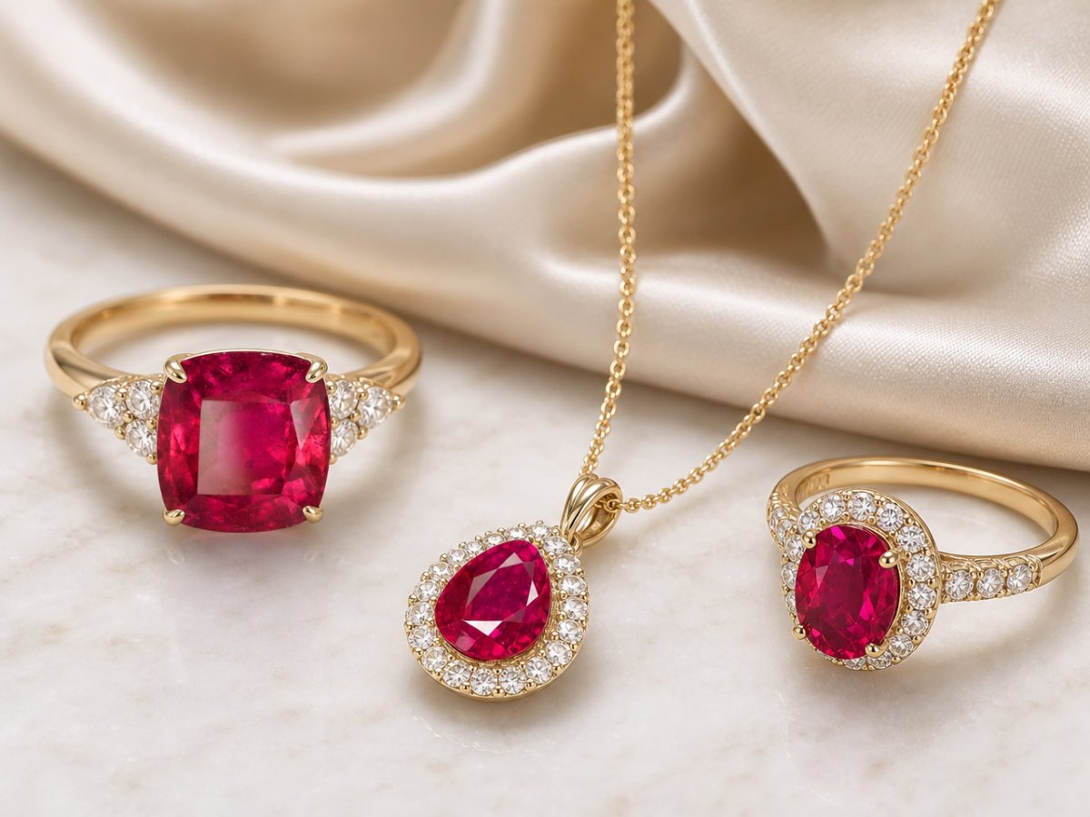Burma-Rubine, die in Schmuckstücken verwendet werden