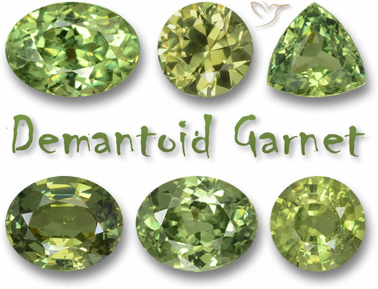 Grüne Demantoid-Granat-Edelsteine