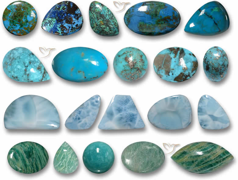 Chrysokoll, Türkis, Larimar und Amazonit