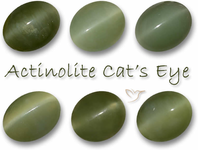 Grüne Aktinolith-Katzenaugen-Edelsteine
