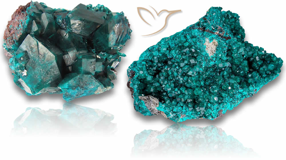 Grüne Dioptase-Rohsteine