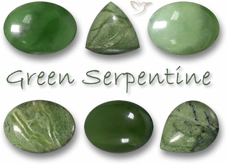 Grüne Serpentin-Edelsteine