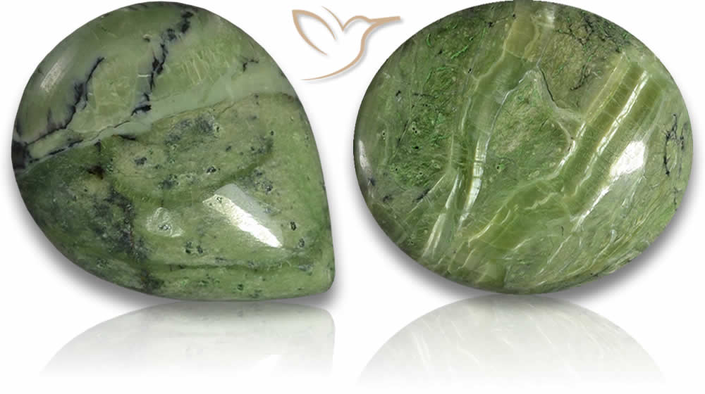 Grüne Serpentinen-Cabochons