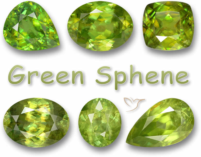 Grüne Sphen-Edelsteine
