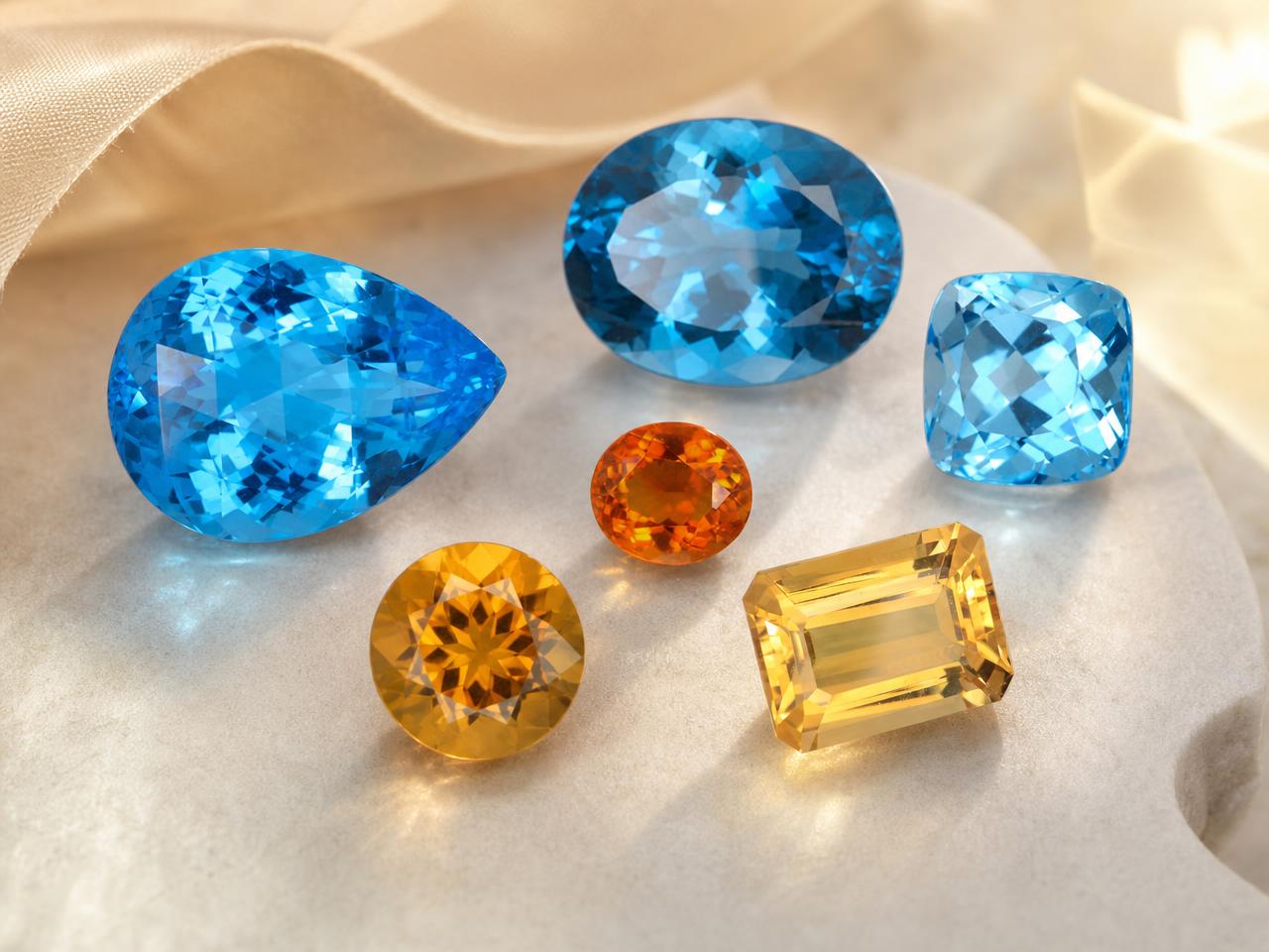 Lose Topas- und Citrin-Edelsteine für Geburtssteinschmuck für November
