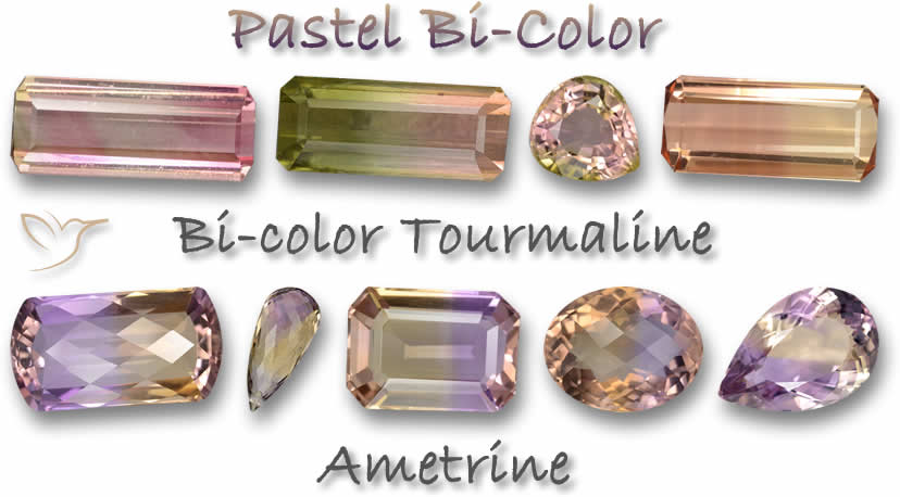 Pastell zweifarbige Edelsteine