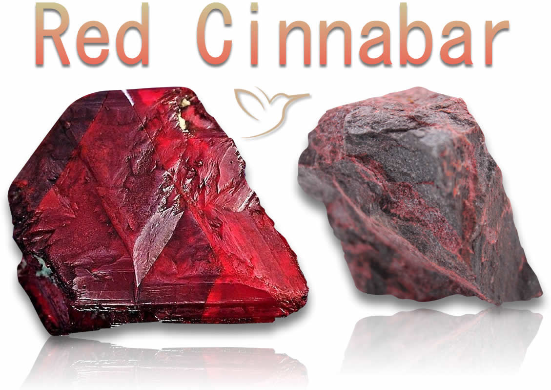 Rohe rote Zinnobersteine