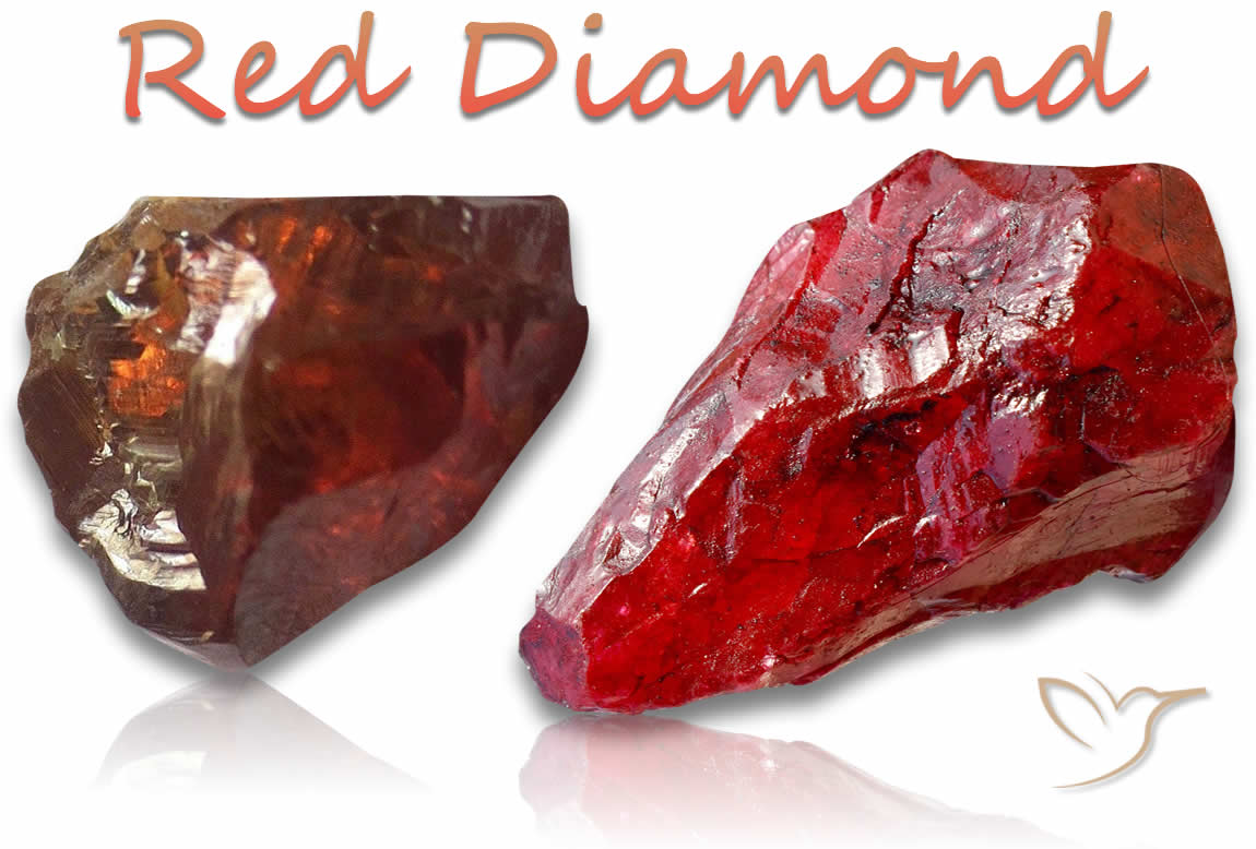 Rohe rote Diamantsteine