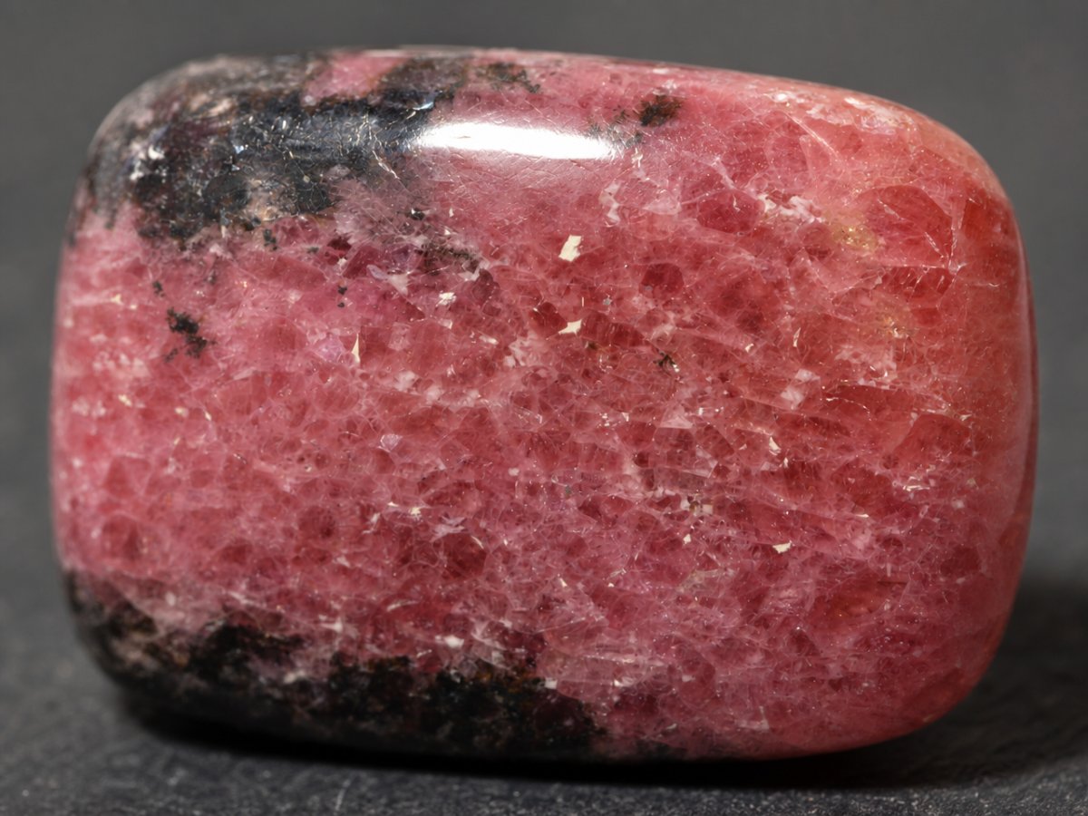 Nahaufnahme von natürlichen Rhodonit-Edelsteinen
