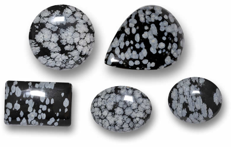Loose Snowflake Obsidian Stones - Natural Polished Cabochons Obsidian for Jewelry