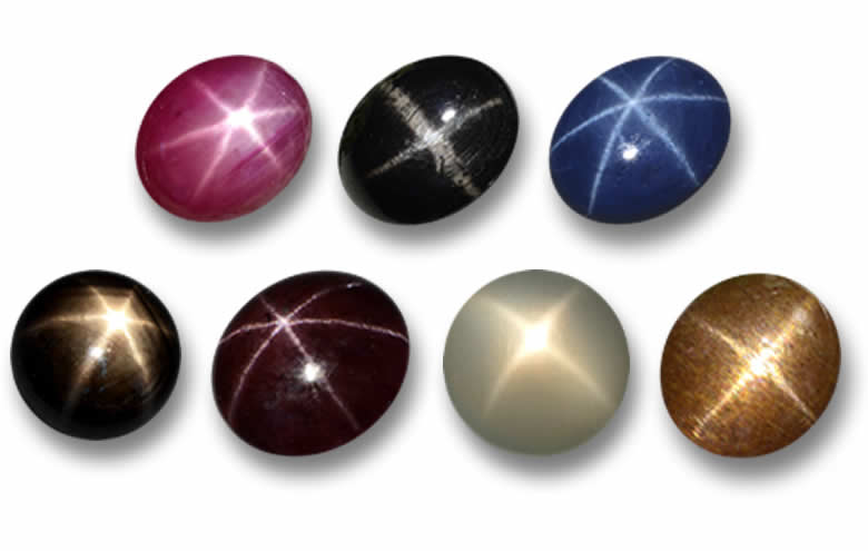 Lose Stern-Edelsteine mit Asterismus