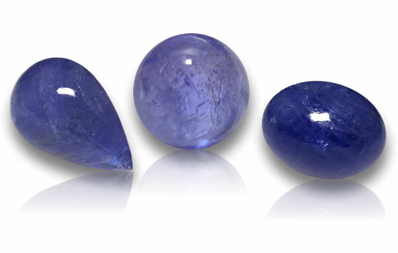 Tanzanite Cabochon Gemstones: Oval, Round, AAA Grade, Blue-Violet. Buy Wholesale Tanzanite Cabochon