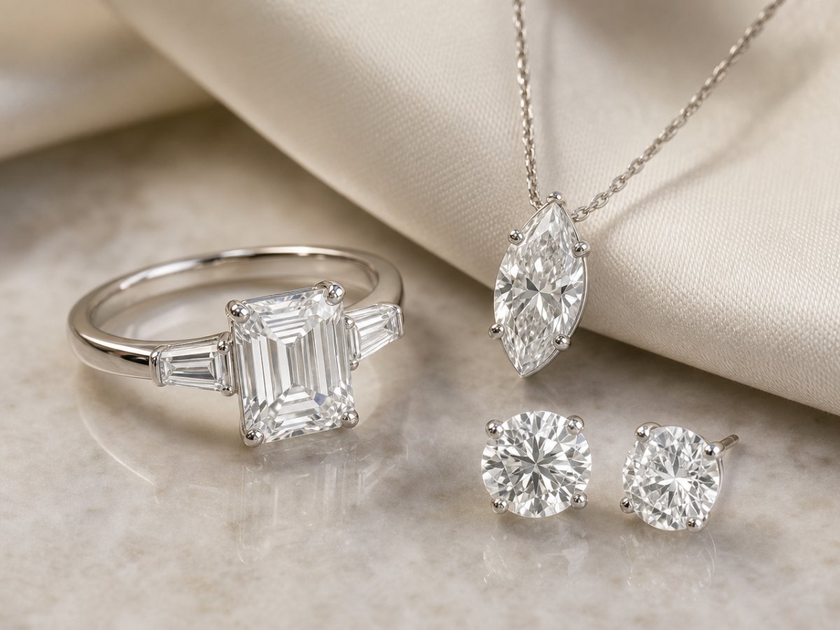 Weiße Diamanten als Schmuckstücke