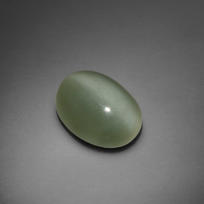 7,66 ctw natürlicher grüner Actinolite Cat's Eye, Oval Schliff, Transparent