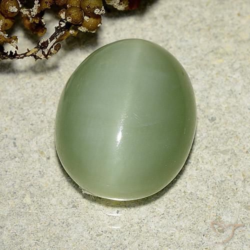 6.24ct Natürlicher hellgrün Aktinolith Katzenauge, Oval, Lichtdurchlässig