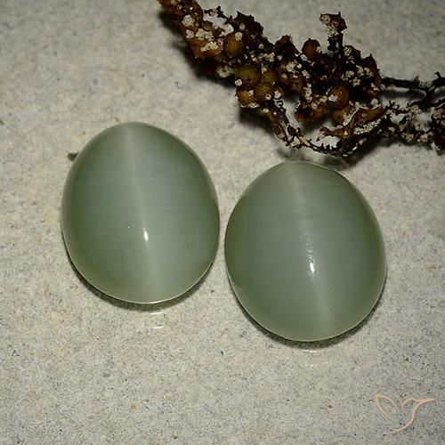 10,64 ct natürliche grüner Actinolite Cat's Eye-Edelsteine, Oval Schliff, Lichtdurchlässig