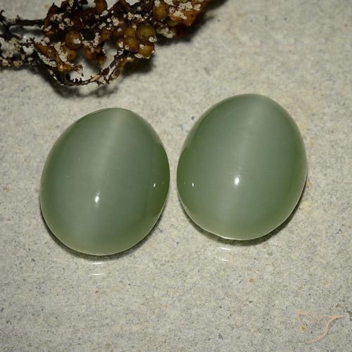 12.17 ct natürliche Medium Light-Green Aktinolith Katzenauge-Edelsteine, Oval Schliff, Lichtdurchlässig