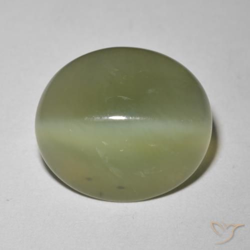 6.09ct Natürlicher Armeegrün Aktinolith Katzenauge, Oval, Lichtdurchlässig
