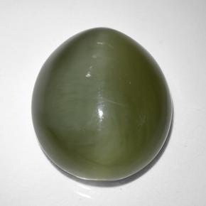 9,44 ctw natürlicher grüner Actinolite Cat's Eye, Oval Schliff, Lichtdurchlässig