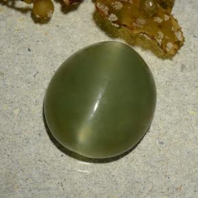 5,70 ctw natürlicher grüner Actinolite Cat's Eye, Oval Schliff, Lichtdurchlässig