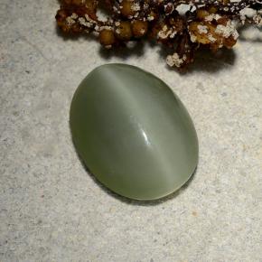 4,81 ctw natürlicher grüner Actinolite Cat's Eye, Oval Schliff, Lichtdurchlässig